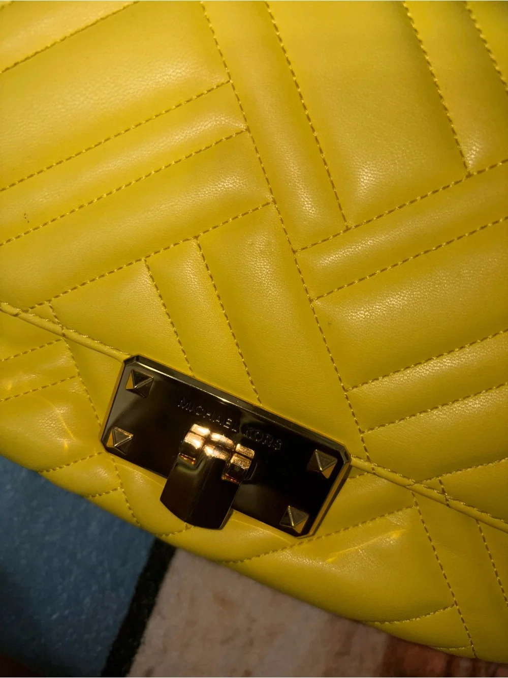 Michael Kors Bright Yellow Quilted Chain Shoulder Bag